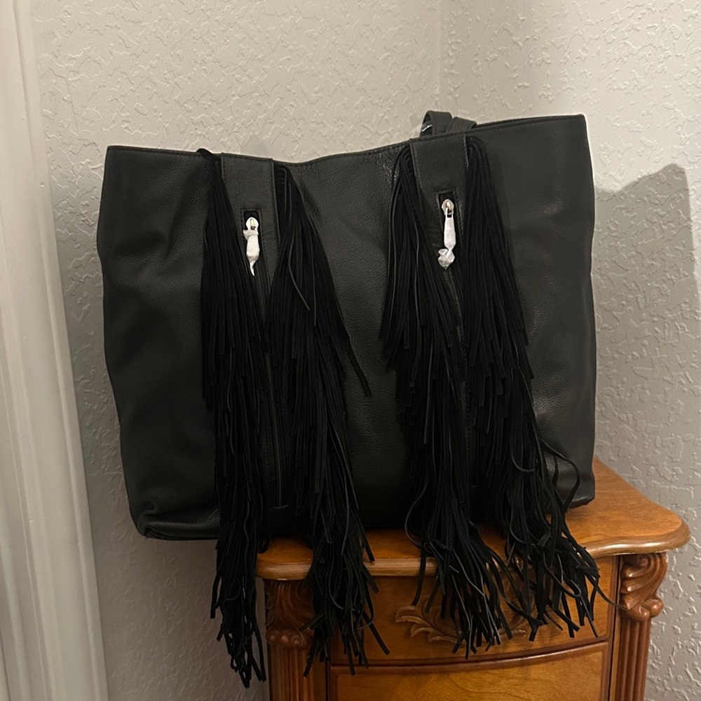 Silpada Dakota Black Tote with Fringe Accents